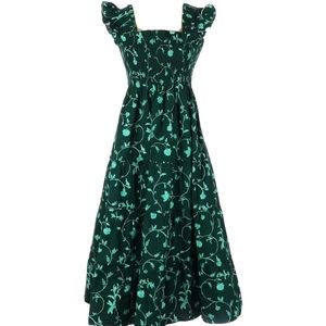 Hill House Nap Dress emerald floral pattern Size Medium